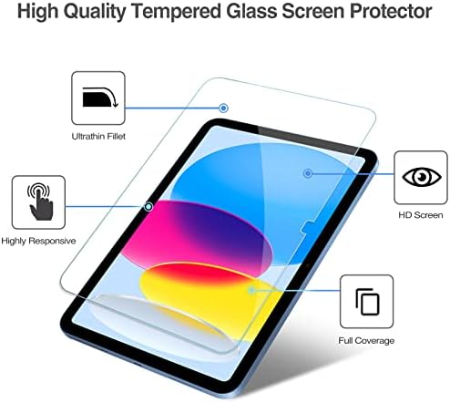 Protector de protecție cu ecran Procase 2 Pack Sticla temperată pentru iPad 10.9 10th Generation 2022 A2696/A2757/A2777 Pachet