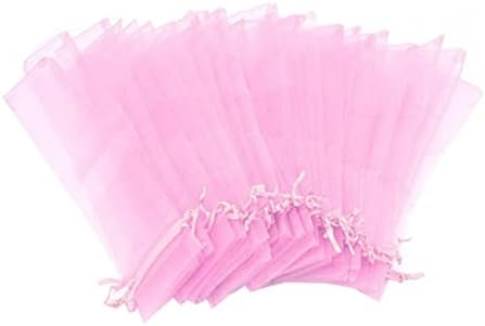 Nirelief 50pcs organza genti de fani de mână roz roz faux țesătură din mătase pungi cadou petrecere de nuntă favorizează mâna