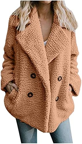 Paltoane de iarna pentru femei Plus Size Hanorac Sherpa Fleece jachete culoare bloc cald îngroșa pardesiu fermoar / buton plus