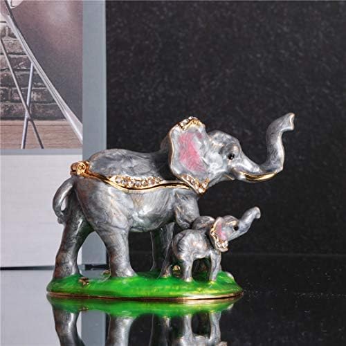 Waltz & F Mother and Child Elephant Pagat Mandt Trinket Box Animal Figurină Figurină Colectabil Suport pentru inel