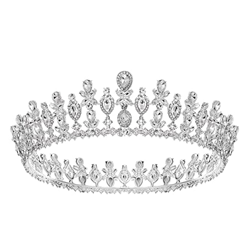 SWEETV argint regina coroana pentru femei nunta Tiara pentru mireasa cristal Printesa Tiara complet rotund Quinceanera Prom