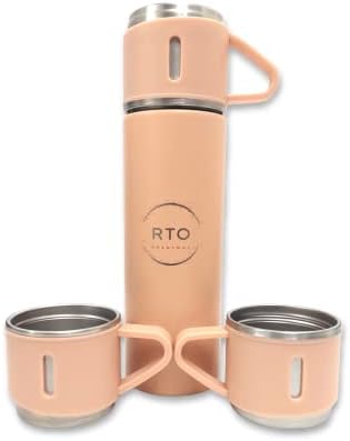 RTO TERMOS ORIGINAL TERMOS Set cu 3 căni, Flacon izolat din oțel inoxidabil 500 ml/16oz pentru băut la cald și la rece, include, de asemenea, cutie de protecție pentru portabilitate