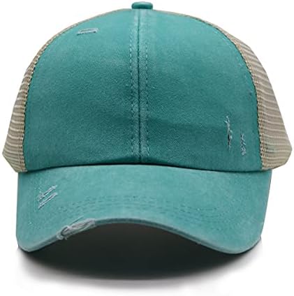 Pălărie de coadă de cal Kkmkshhg pentru femei, șapcă de Baseball din Denim spălată Vintage reglabilă