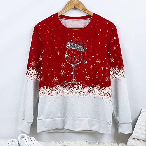 Femei Crăciun fericit Tricou topuri drăguț Xmas pulover maneca lunga tricou maneca Topuri Casual Crewneck imprimate Bluze