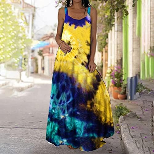 Rochie pentru femei maxi de tanc maxi, rochie cu imprimeu floral boho rochie de spaghete curea lungă maxi rochie casual rochie