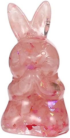Artibetter Bunny Decor Bunny Decor 2pcs sculptat manual Figurină Crystal Iepuraș Ornament Chineză Zodiac Iepure Miniatură pentru