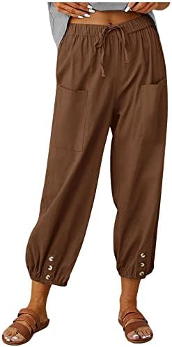 Pantaloni de lenjerie cu talie înaltă pentru femei din bumbac robinete elastice pantaloni casual business pantaloni casual