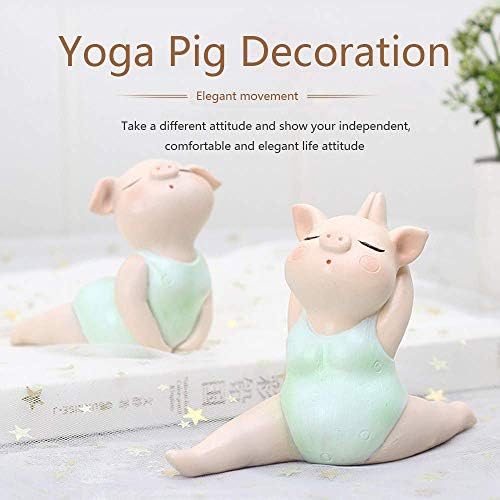 Piggy de yoga de sculptură, figurine de meșteșuguri din rășină, statuie decorativă a camerei de zi ，