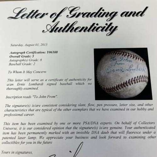 Ernie Lombardi a semnat single -ul Ligii Naționale din 1950 PSA ADN COA - baseball -uri autografate