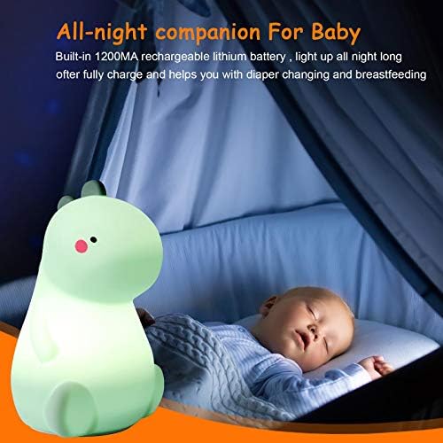Lumina de noapte dinozaur pentru copii, lampă de pepinieră LED pentru camera copilului, o culoare drăguță care schimbă siliconul