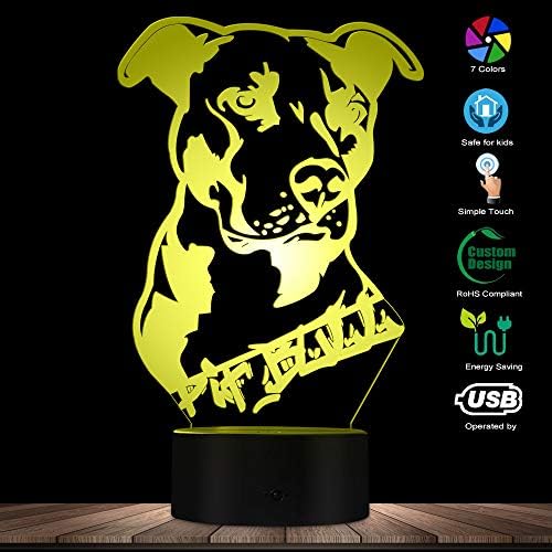 The Geeky Days 3d American Smart Flexible Pit Bull Terrier pentru copii Lampa de masă pentru animale de companie Lumină Lumină