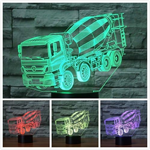 Camion 3d mașină noapte lumină tactilă comutator decor de masă de masă optic iluzie lămpi 7 lumini de schimbare a culorilor