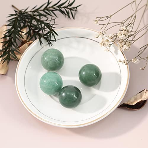 Loveliome 4pcs vindecare sferă de divinare a mingii de cristal, 25 mm sculptate manual cu pietre prețioase decor de casă mică
