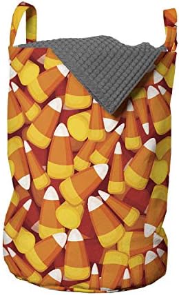 Lunarable bomboane porumb spălătorie sac, desen animat Stil model de Repetitive imbricate dulciuri dezordine, Coș împiedică
