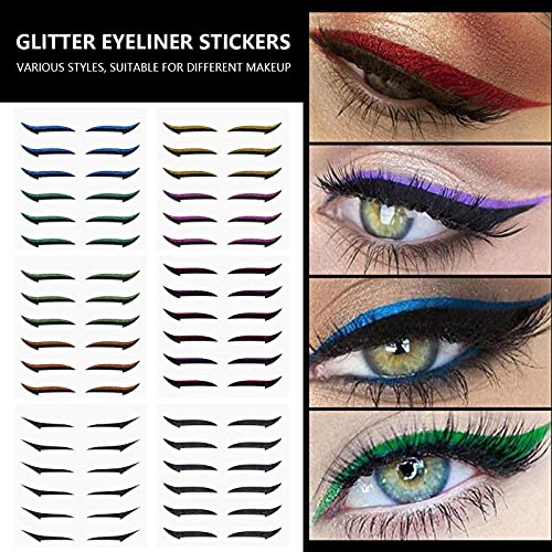 36 perechi Eyeliner autocolante pentru ochi colorat sclipici reutilizabile Auto adeziv ochi linie benzi autocolant Longlasting