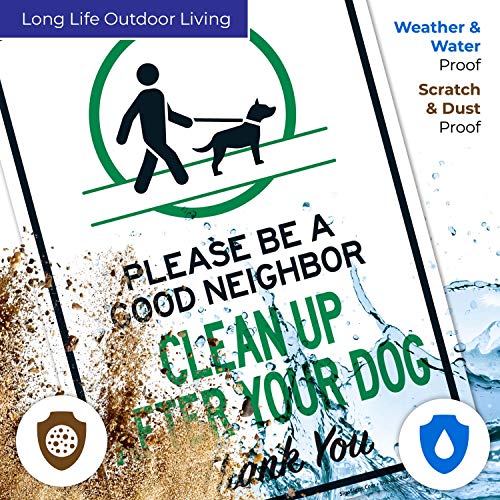 Curățați -vă după semnul câinelui dvs., fiți un semn de vecin bun, 10x14 inci, aluminiu fără rugină .040, rezistent la estompare,
