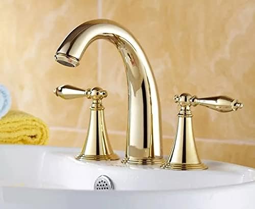 Aurul de aur lustruit 2 mânere cu punte montată pentru baie, chiuvetă, chiuvetă, robinete