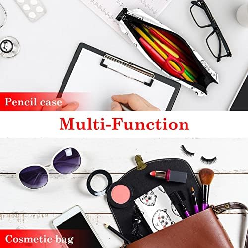 Laiyuhua portabilă elegantă creion pungă din piele pix din piele compactă cu fermoar geantă de papetărie pungă cosmetică birou