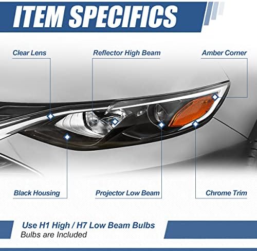 Lampă far proiector în stil fabrică auto Dynasty compatibilă cu Chevrolet Malibu 2019-2022, partea stângă a șoferului, carcasă
