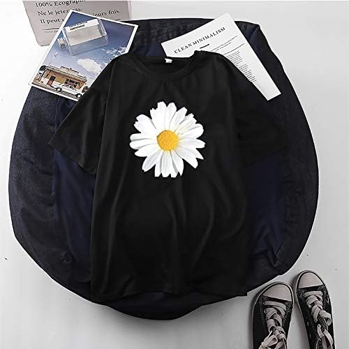 【SUA în stoc】 Tricouri casual pentru femei Flowers Flowers Print cu mânecă scurtă cu mânecă liberă echipa de hanorac ușor