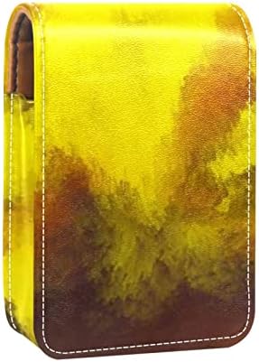Cutie de ruj ORYUEKAN cu oglindă Geantă de machiaj portabilă drăguță pungă cosmetică, pictură în ulei artă abstractă pădure de toamnă