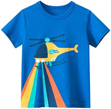 Tricouri cu mânecă scurtă pentru băieți pentru copii pentru copii pentru băieți și elicopter grafic curcubeu Crewneck de vară