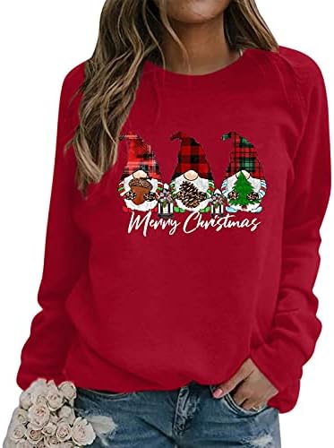 Panouri supradimensionate Beuu pentru femei Merry Christmas Gnome Tricouri imprimate Casual Crewneck Plus Size Tops Tunică