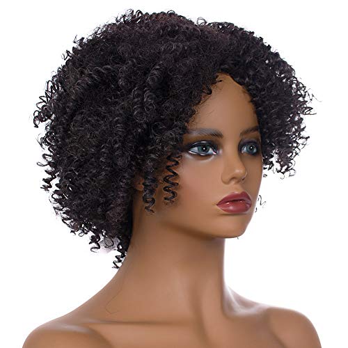 Exvogue maro inchis peruca cret peruca cret pufos Elastic mici bucle sintetice de înlocuire a părului peruci pentru femei afro-americane