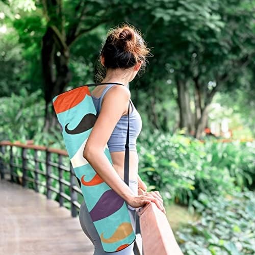 RATGDN Yoga Mat Bag, Hipster mustăți exercițiu Yoga mat Carrier Full-Zip Yoga Mat Carry Bag cu curea reglabilă pentru femei