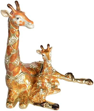 Jiaheyou Giraffe and Baby Keepsake Box cu cristale cutii de bijuterii cutia de trinket girafa Figurină Cadou noutate pentru