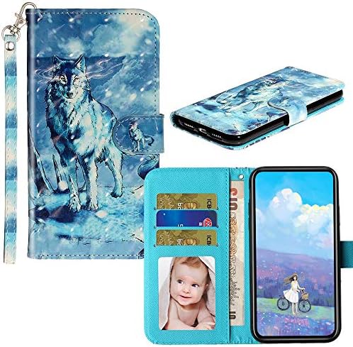 IVY 3d portofel caz Flip Cover pentru iPhone 12 Pro caz-Snow Wolf