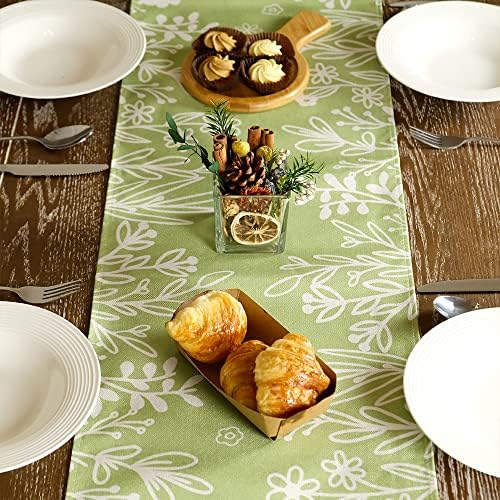 GEEORY Spring Table Runner 13x72 Inch frunze verzi floare fermă Rustic Holiday Bucătărie Masă Decor pentru interior petrecere