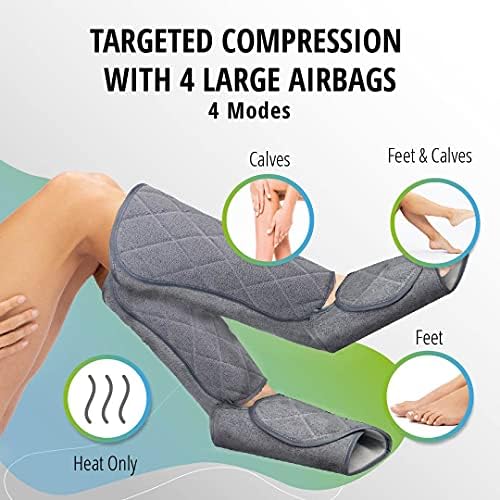 Oliver James Leg Massager cu căldură și compresie-masaj de compresie pentru picioare și picioare pentru circulația sanguină