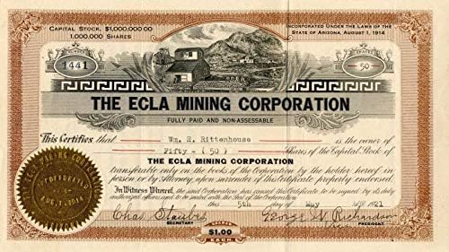 Ecla Mining Corporation-Certificat De Stoc