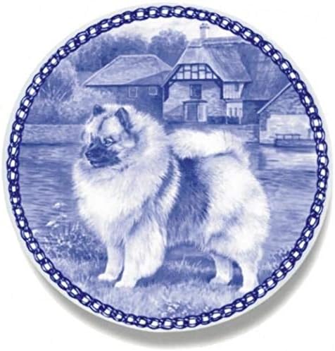 Placă de porțelan pentru câini Keeshond pentru toți iubitorii de câini de 7,61 inci