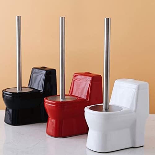 Perie de toaletă de toaletă Guojm Perie de toaletă handmade ceramică, perie de toaletă din oțel inoxidabil cu mâner lung, design