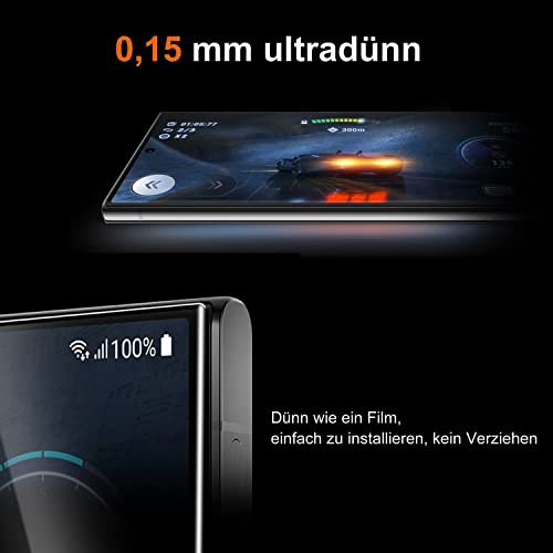 [2+2 pachet] Galaxy S23 Ultra Screen Protector, sticlă temperată 9H, suport cu amprentă cu ultrasunete, 3D Curved, HD Clear