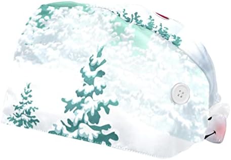 Niaocpwy 2pcs Caps de lucru reglabil pentru femei cu butoane Sweatband Banda de Crăciun Moș Crăciun livrând pălării de cadouri