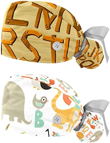 2 piese personaje alfabet de la A la Z în modelul din lemn elastic cu bandaj de legătură pălării pentru femei și bărbați