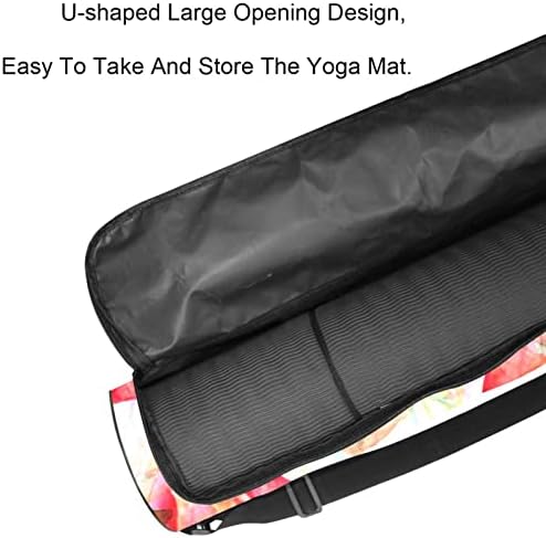 RATGDN Yoga Mat Bag, Blooming Rose și fluturi exercițiu Yoga mat Carrier Full-Zip Yoga Mat Carry Bag cu curea reglabilă pentru