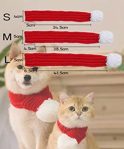 AURUUDEA CINDRAY CINGOOD MONT SANTA ȘI SCARF, pălărie de Moș Crăciun pentru câini mici și eșarfă roșie de iarnă pentru pisici