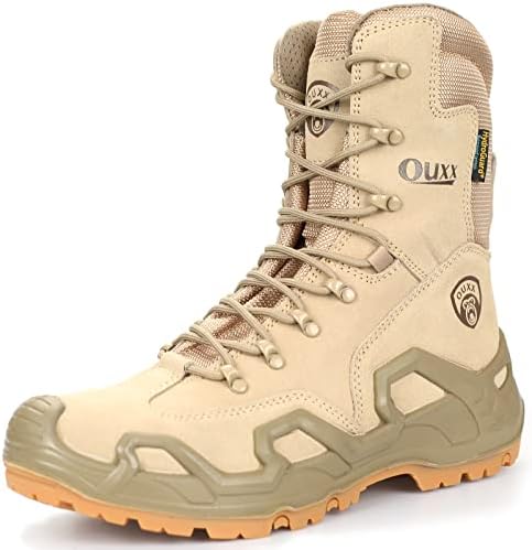 Cizme tactice OUXX pentru bărbați,pantofi impermeabili din piele de vânătoare militară, ușori, rezistenți la alunecare, Dantelă