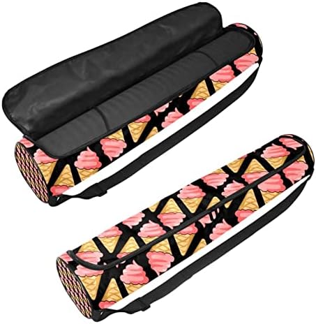 RATGDN Yoga Mat Bag, Ice Cream model exercițiu Yoga mat Carrier Full-Zip Yoga Mat Carry Bag cu curea reglabilă pentru femei