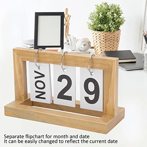 Calendar de birou mic, culoarea lemnului luni Date separat de flip flip -uri desktop practic elegant, Calendar desktop pentru