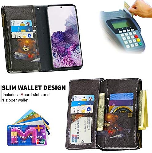 XYX portofel caz pentru Samsung S20 Lite, colorat PU piele Flip fermoar pungă 9 Card sloturi telefon caz cu curea de mână pentru