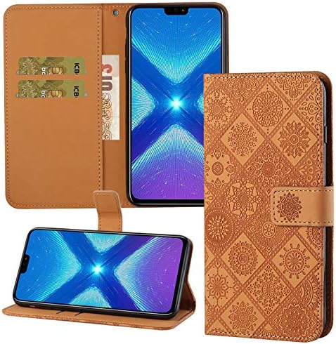 Husă portofel XYX pentru Samsung A51 4G, gofrată Vintage Flower PU piele Folio Flip telefon Husă pentru Galaxy A51 4G, maro