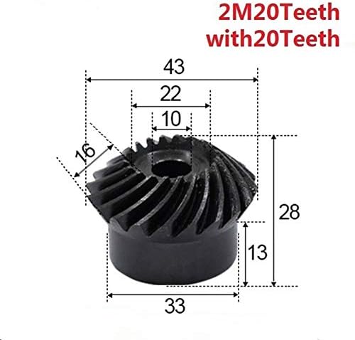 Xmeifeits Industrial Gear 2buc 1: 1 conice Gear 2 modul 20 dinti + 20 dinti gaura interioara 10mm 90 grade unitate comutare