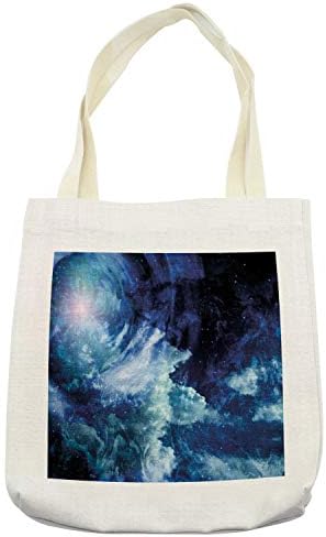 Geanta de tote Space Ambesonne, Nebula Gas Cloud on Celestial Sfera Universul Tematic Infinit Design Galaxy Art Print, Lenjerie