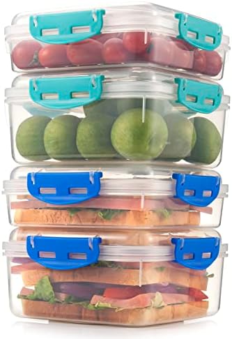 4 buc containere Sandwich- etanșe & fără BPA & amp; cuptor cu microunde și mașină de spălat vase containere de depozitare
