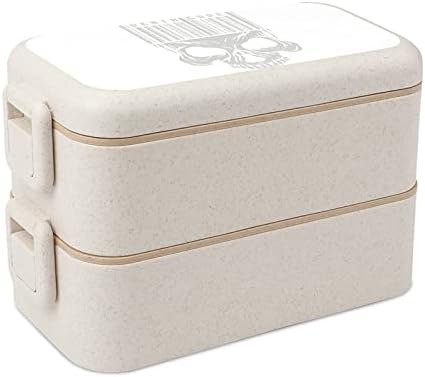Semn gotic cu craniu dublu Stackable Bento Box de prânz reutilizabil Container de prânz cu ustensil set pentru a lua masa de